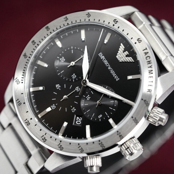 Emporio Armani Meccanico Automatic Black Dial Silver Steel Strap Watch For Men - AR60055 - Image 18